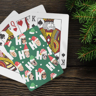Modern Cute Santa Hats Nine Family Photos Poker Cards