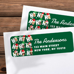 Modern Cute Santa Hats Nine Family Photos Return Label