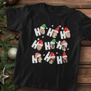 Modern Cute Santa Hats Nine Family Photos T-Shirt