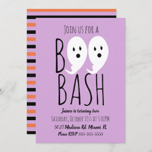 Modern Cute Scary Ghost Boo Halloween Bash Invitation