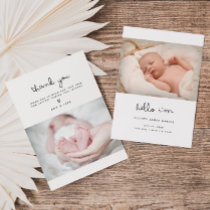 Modern Cute Script Baby Birth  Announcement