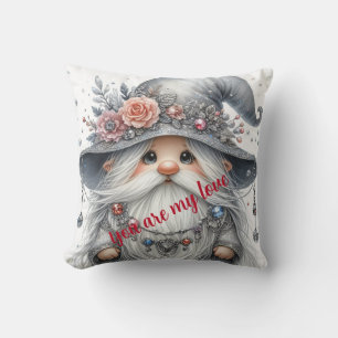 Modern Cute silver beautiful royal gnome  Throw Pillow