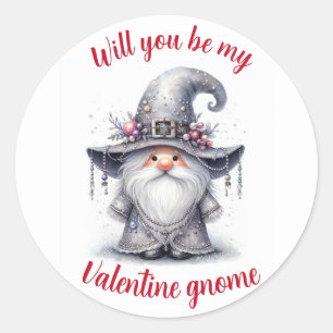 Modern Cute silver pearl ornamental gnome Classic Round Sticker