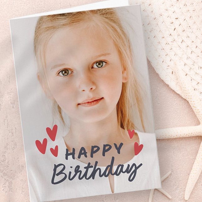 Modern Cute Simple Custom Photo Birthday Greeting Card (Creator Uploaded)