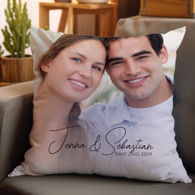 Modern cute simple photo couple  throw pillow (Creator Uploaded)