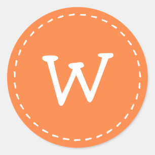 Modern Cute Simple Stitch Custom Monogram Classic Round Sticker