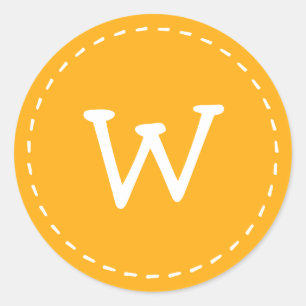 Modern Cute Simple Stitch Custom Monogram Classic Round Sticker