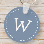 Modern Cute Simple Stitch Custom Monogram Keychain<br><div class="desc">Design is composed of modern and cute stitches framing the monogram.</div>