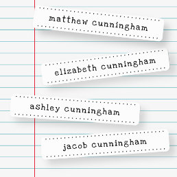 Modern Cute Simple Typography Frame Add Four Names Kids&#39; Labels