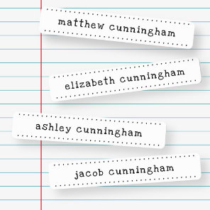 Modern Cute Simple Typography Frame Add Four Names Kids' Labels