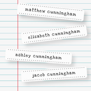 Modern Cute Simple Typography Frame Add Four Names Kids' Labels