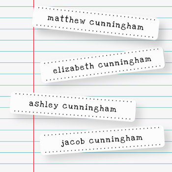 Modern Cute Simple Typography Frame Add Four Names Kids' Labels by SelectPartySupplies at Zazzle