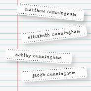 Modern Cute Simple Typography Frame Add Four Names Kids' Labels at Zazzle
