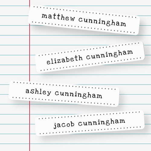 Modern Cute Simple Typography Frame Add Four Names Kids Labels
