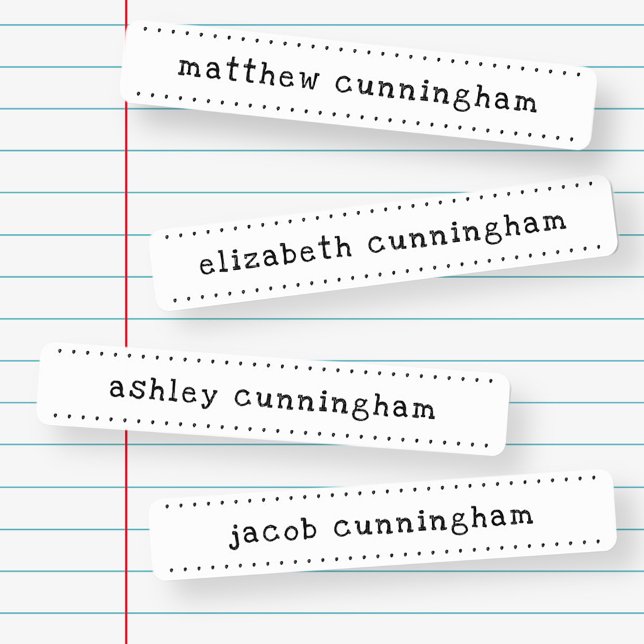 Modern Cute Simple Typography Frame Add Four Names Kids' Labels (Creator Uploaded)