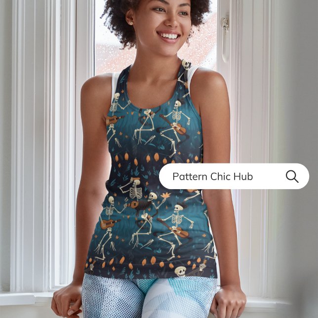 Modern Cute Skeleton Dance Spiritual Workout Women Tank Top (Creator Uploaded)