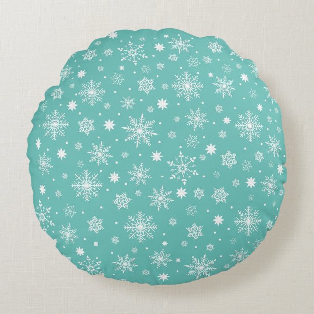 Modern Cute snowflakes pattern  Round Pillow (Front)