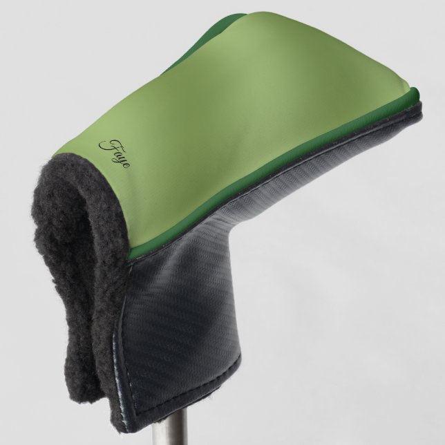 Modern cute Solid Green gradient Wave pattern Golf Head Cover (3/4 Front)