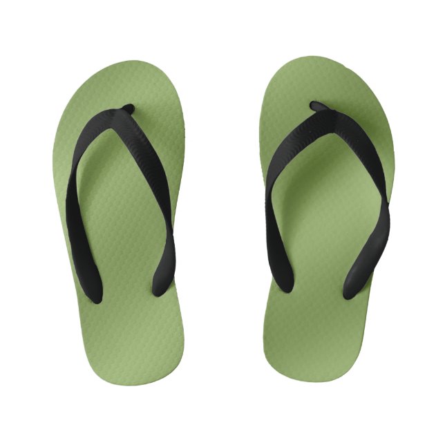Modern cute Solid Green gradient Wave pattern Kid's Flip Flops (Footbed)