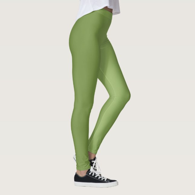 Modern cute Solid Green gradient Wave pattern Leggings (Right)