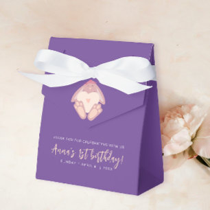 Modern Cute Some Bunny 1st Bday Purple Pastel Pink Favor Boxes