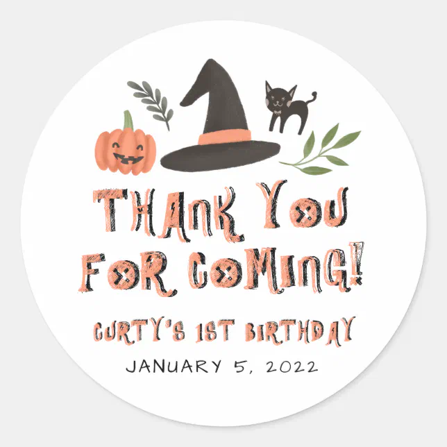 Modern Cute Spooktacular First Birthday Halloween Classic Round Sticker ...