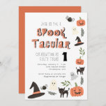 Modern Cute Spooktacular Halloween Birthday Invitation<br><div class="desc">A modern and cute halloween themed birthday party featuring hand-drawn witch hat,  black cat,  cute ghosts,  spiders and pumpkin ensembles.</div>