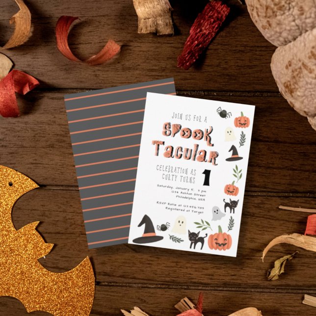 Modern Cute Spooktacular Halloween Birthday Invitation (Creator Uploaded)