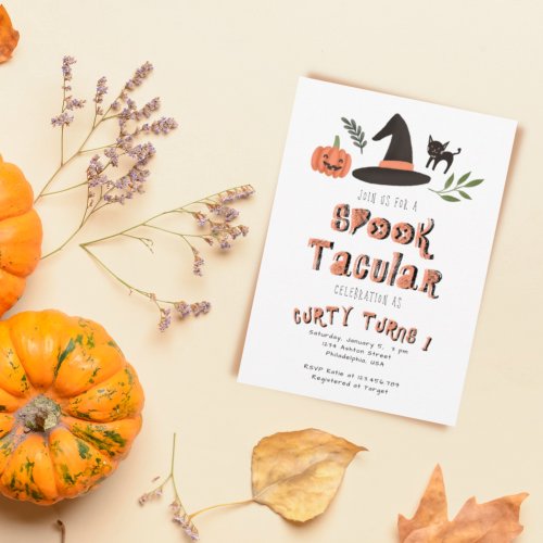 Modern Cute Spooktacular Halloween Birthday Invitation