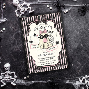 Modern Cute Spooky Ghost Halloween Costume Party Invitation