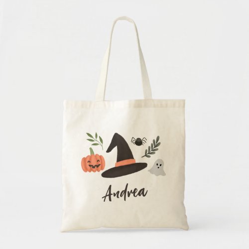 Modern Cute Spooky Halloween Kids Tote Bag