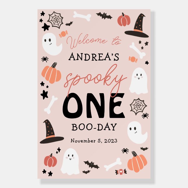 Modern Cute Spooky One Halloween Birthday 24x36 Foam Board (Front)