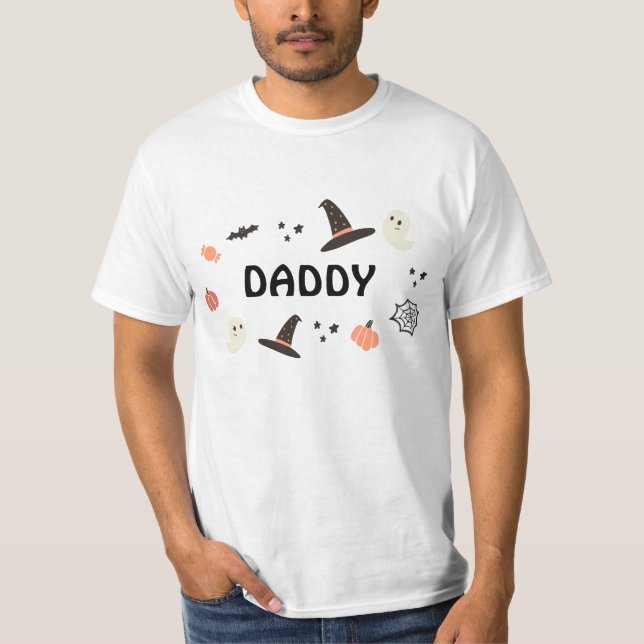 Modern Cute Spooky One Halloween Birthday Daddy T-Shirt (Front)