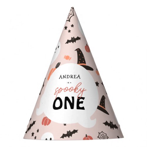 Modern Cute Spooky One Halloween Birthday Party Hat