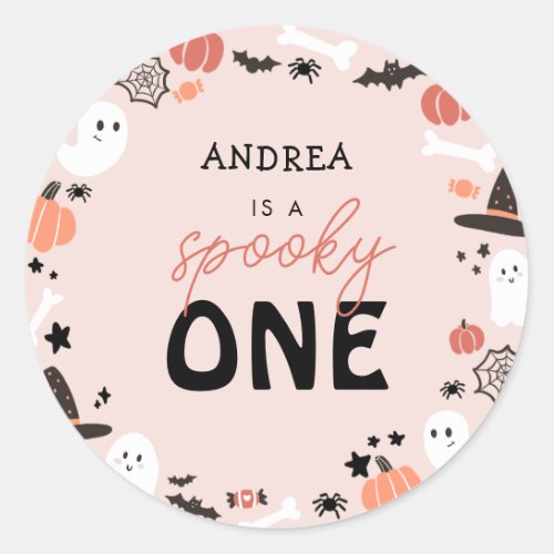 Modern Cute Spooky One Halloween First Birthday Classic Round Sticker