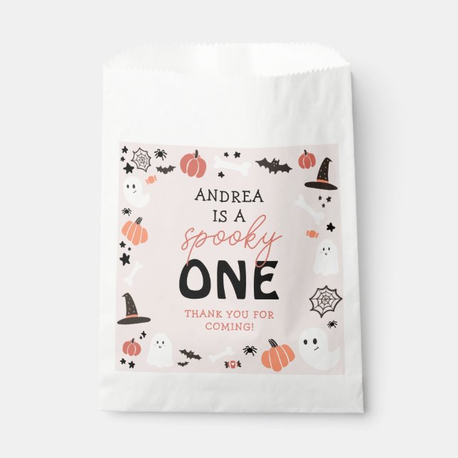 Modern Cute Spooky One Halloween First Birthday Favor Bag (Front)