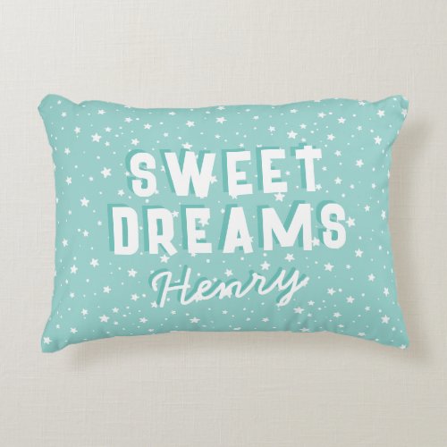 Modern Cute Stars Sweet Dreams  Name Kids Room Accent Pillow