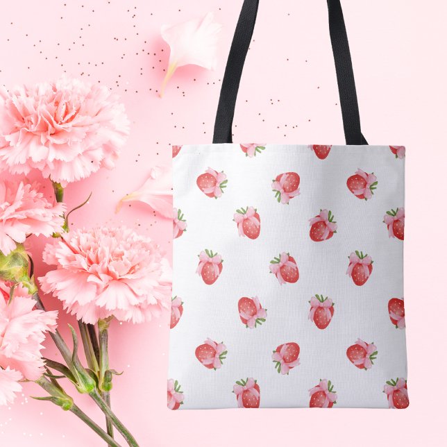 Modern Cute Strawberry Design Tote Bag (Creator Uploaded)