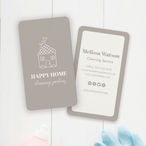 Modern Cute Stylish House Cleaning Service Maid  Business Card