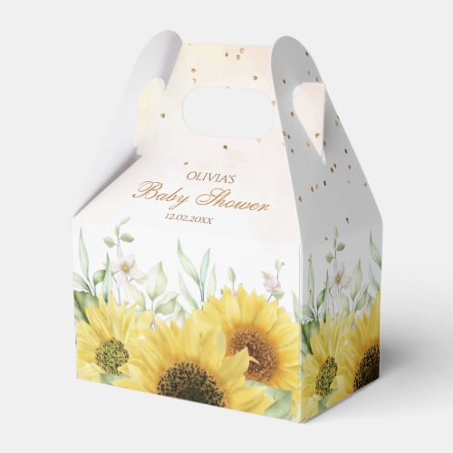 Modern Cute Sunflower Floral Baby Shower Thank You Favor Boxes