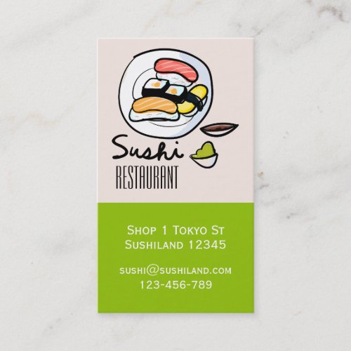 Modern cute Sushi restaurant or catering business Business Card