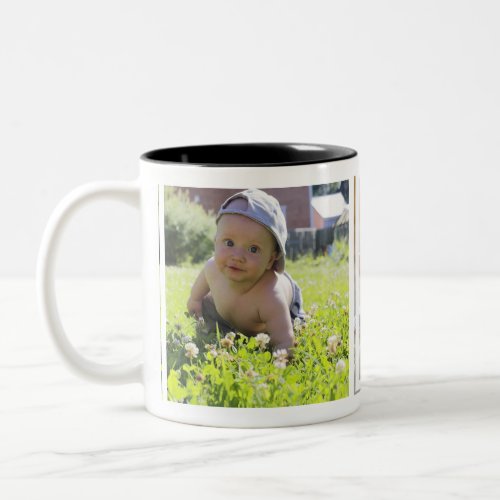modern cute trendy photo create your own collage Two_Tone coffee mug