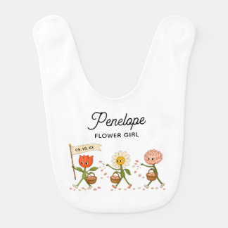 Modern Cute Trendy Wedding Custom Flower Girl Baby Bib