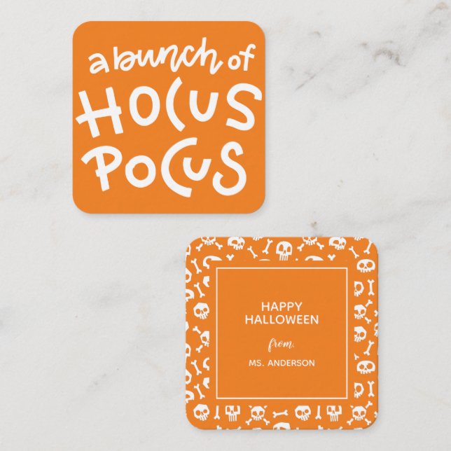 Modern Cute Typography Hocus Pocus Halloween Enclosure Card (Front/Back)