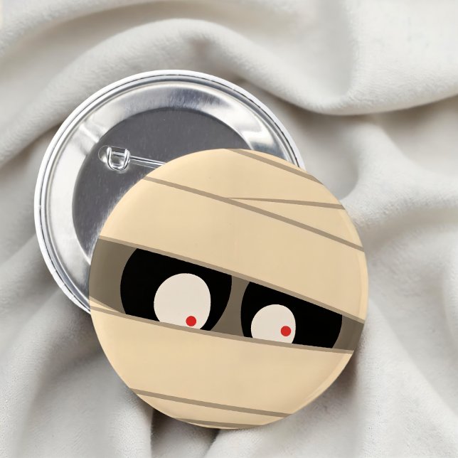 Modern Cute Typography Mummy Monster Halloween Button (Creator Uploaded)