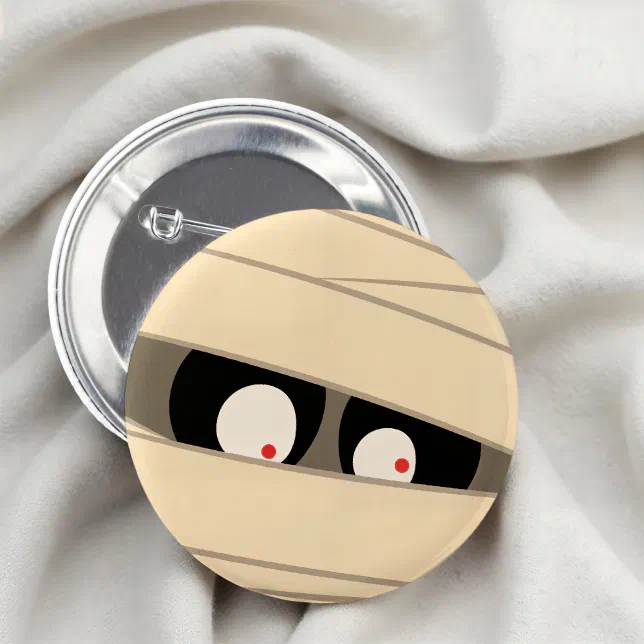 Monster Button Designs Modern Cute Typography Mummy Monster Halloween Button | Zazzle