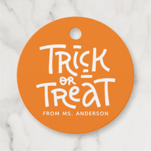 Modern Cute Typography Trick Or Treat Halloween Favor Tags