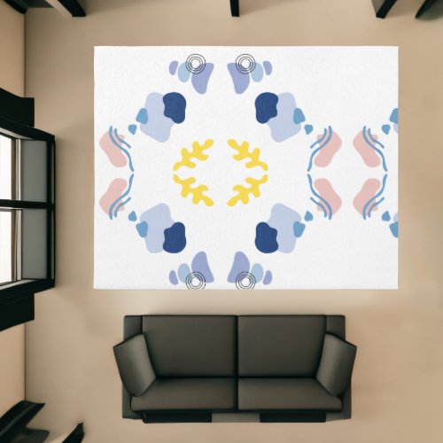 Modern Cute Underwater Clean White Geomatric Rug