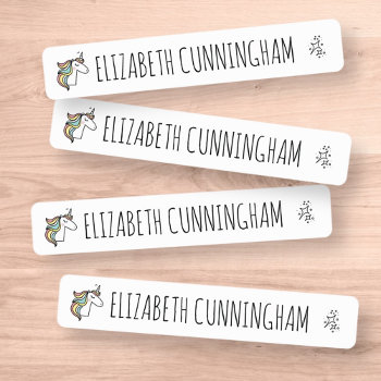 Modern Cute Unicorn Add Your Name Kids' Labels by SelectPartySupplies at Zazzle