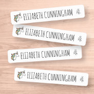 Modern Cute Unicorn Add Your Name Kids' Labels at Zazzle